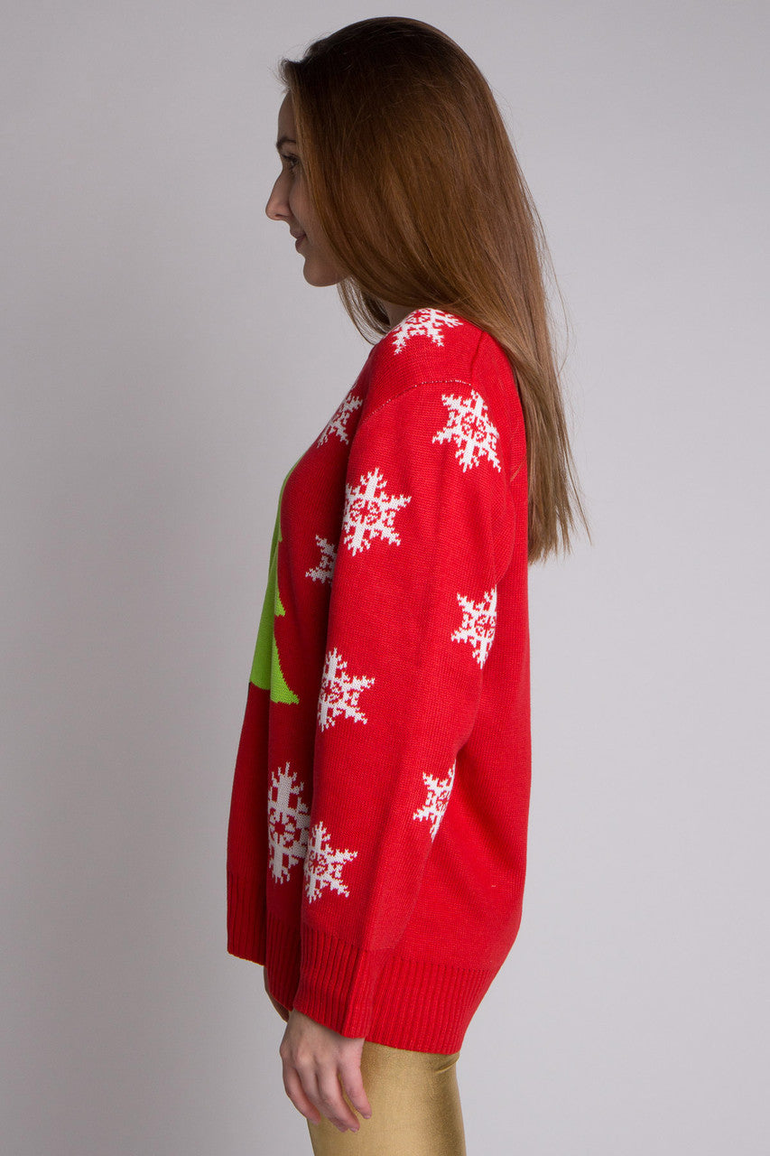 Tree & Snow Ugly Christmas Sweater