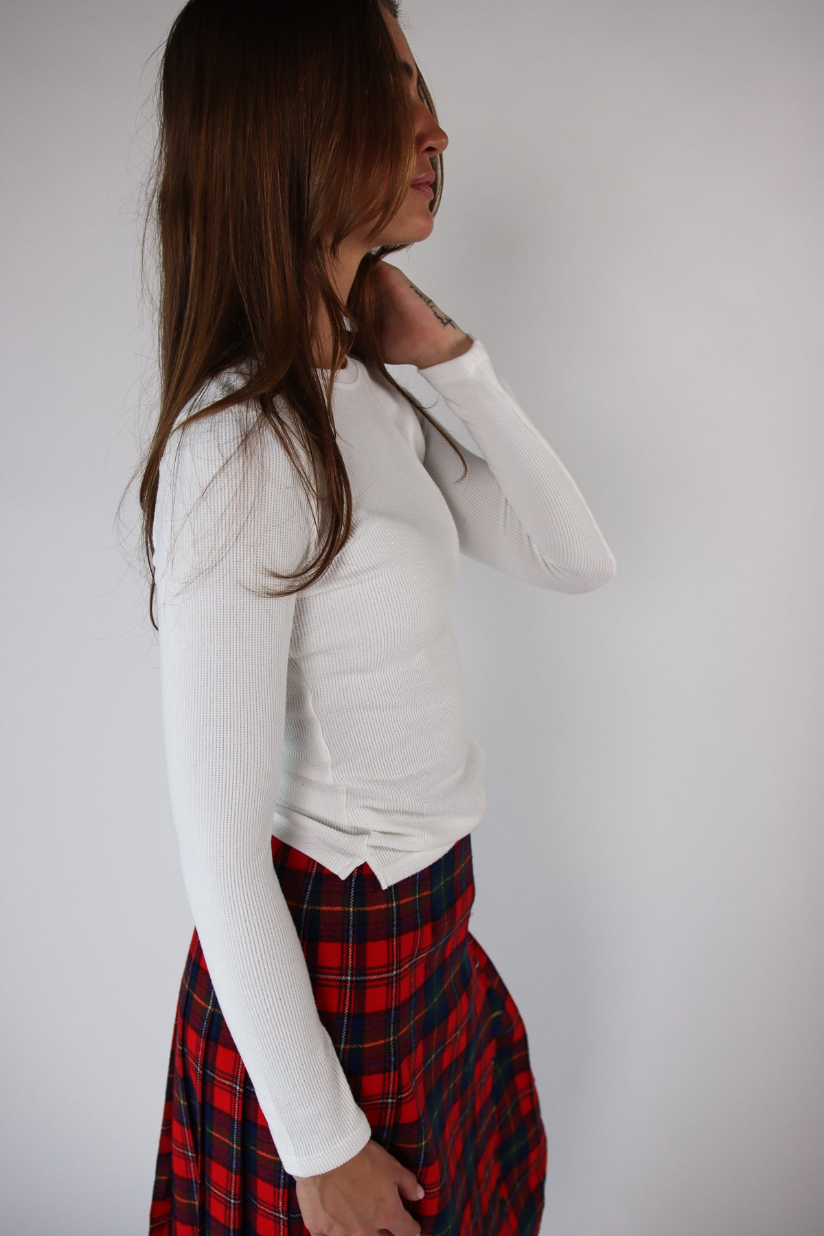 Soft Waffle Knit Long Sleeve Tee