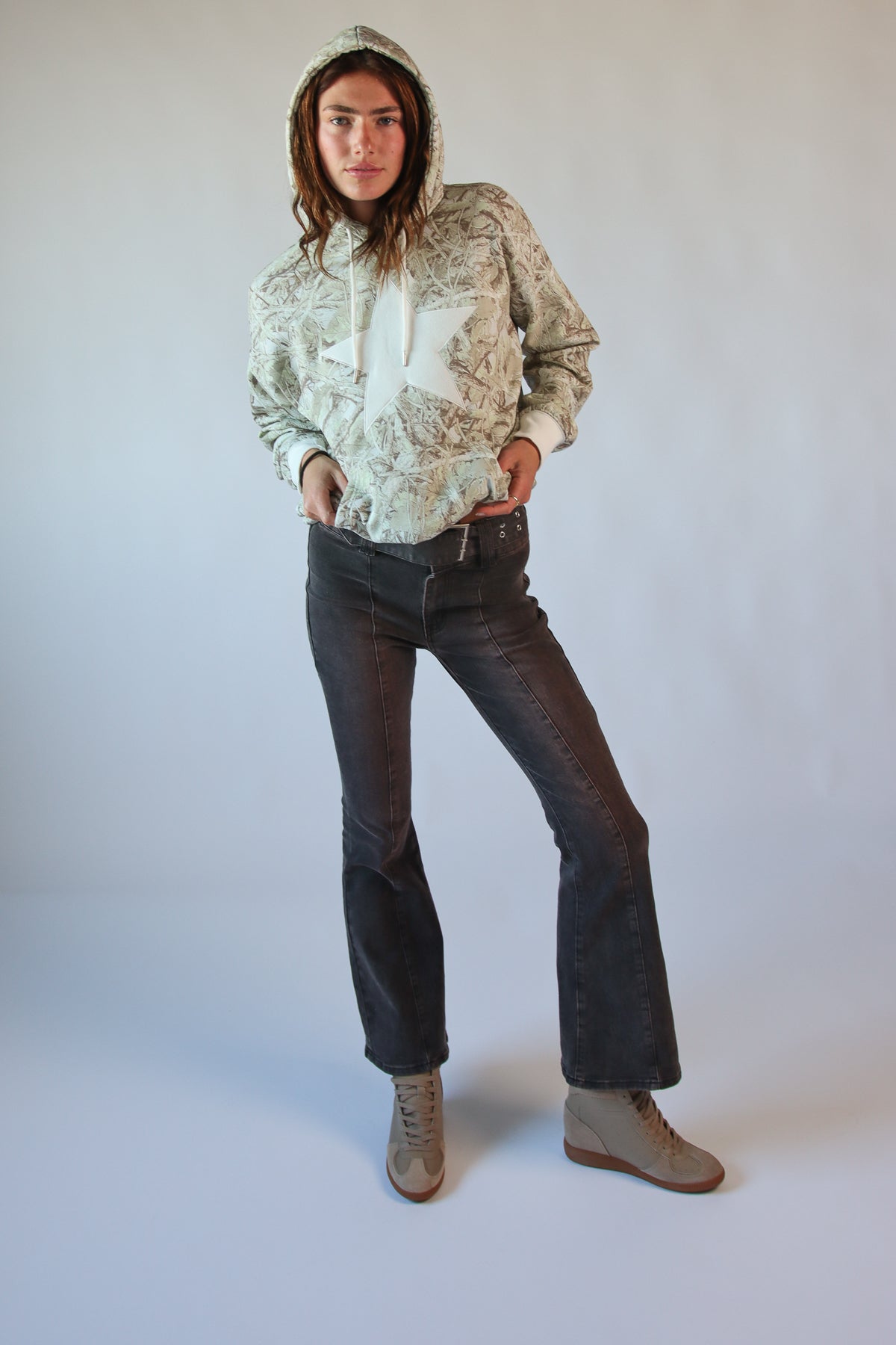 Star Applique Camo Sweatshirt