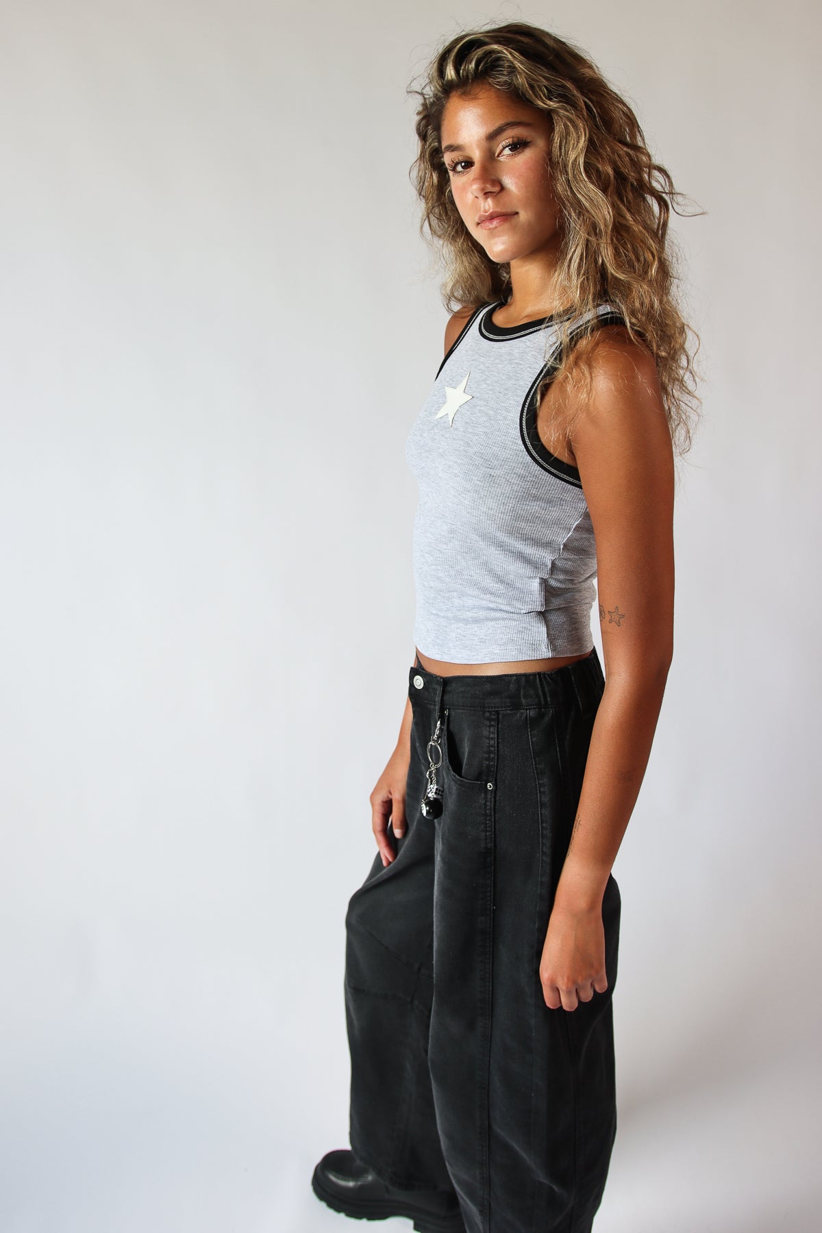 Star Applique Ringer Tank