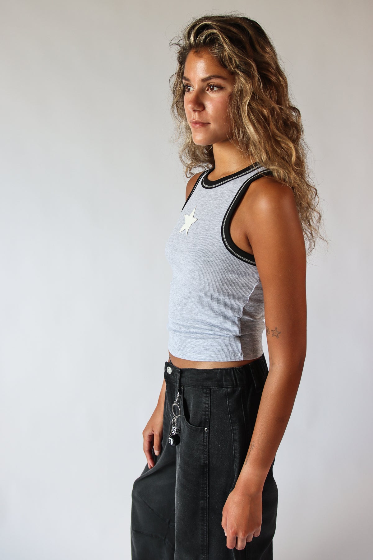 Star Applique Ringer Tank