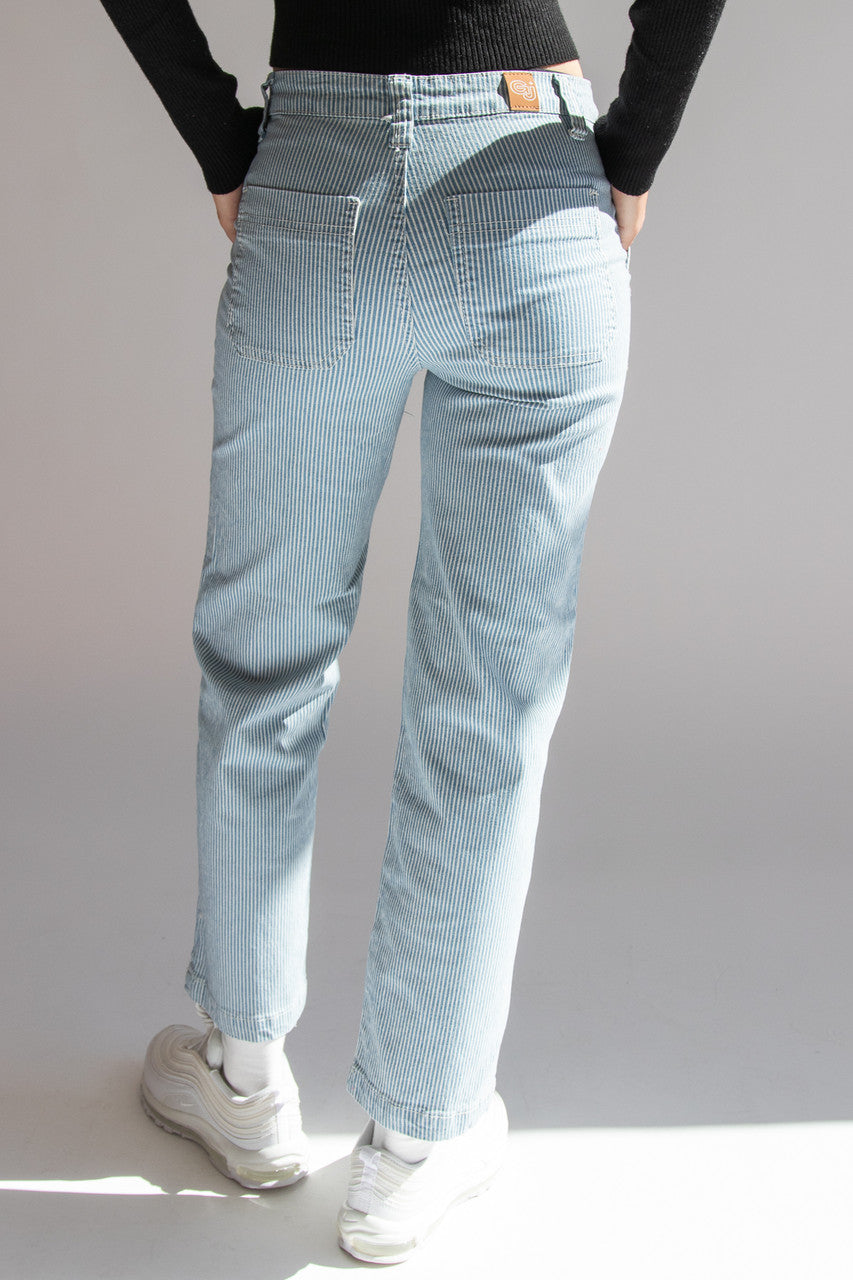 Hickory Stripe Straight Leg Jeans