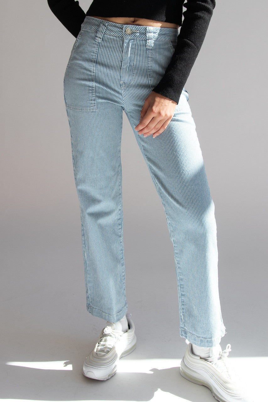Hickory Stripe Straight Leg Jeans