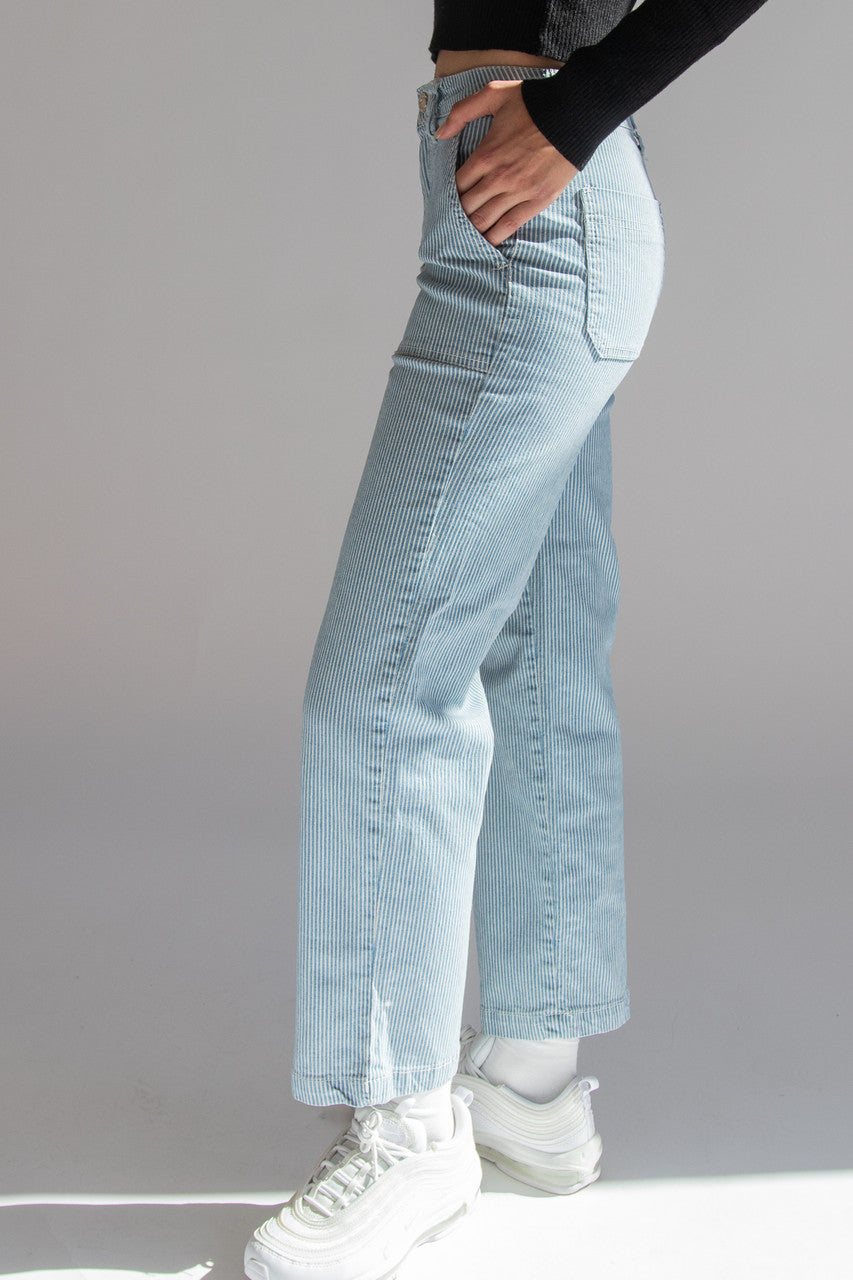 Hickory Stripe Straight Leg Jeans
