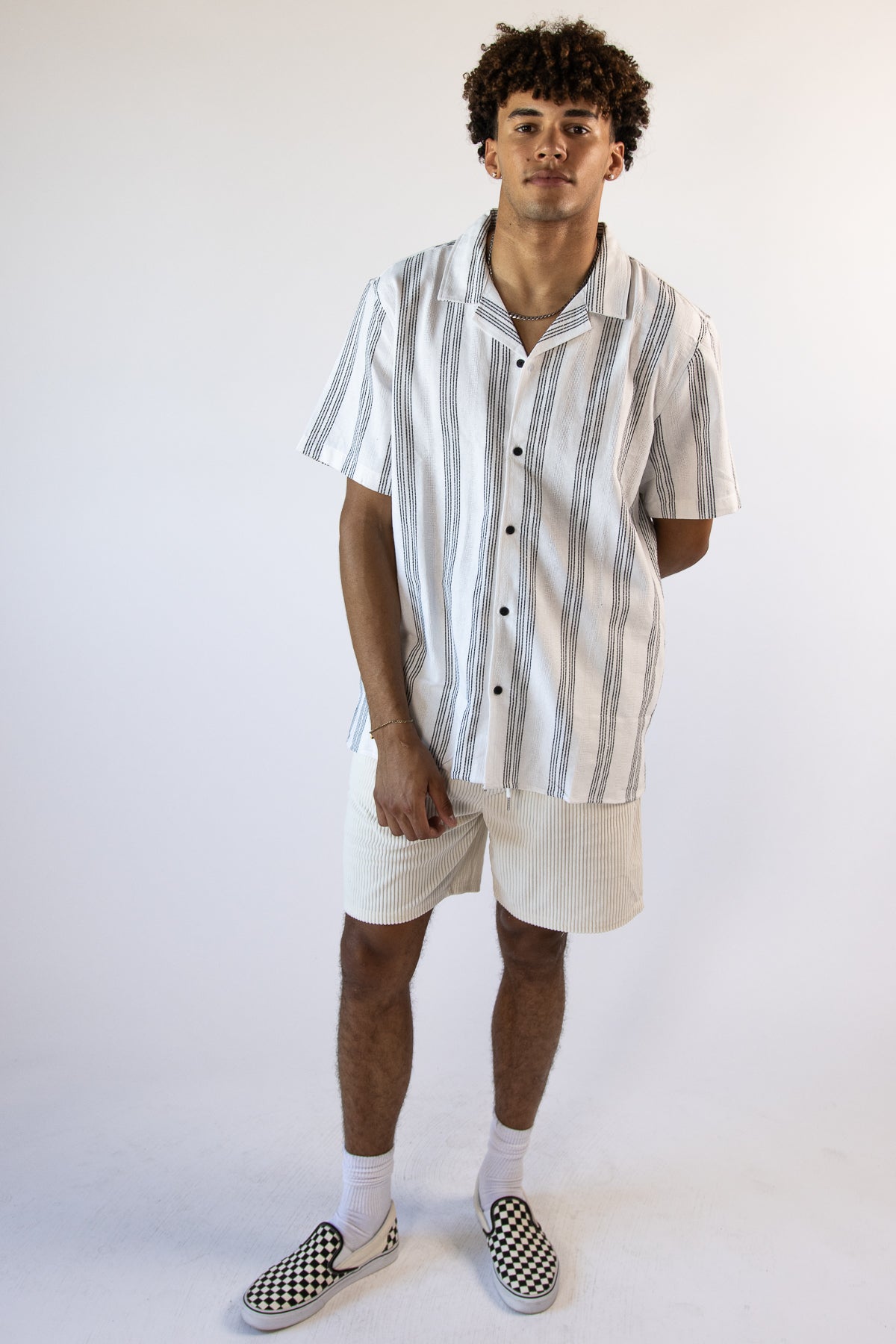 Vertical Stripe Camp Shirt