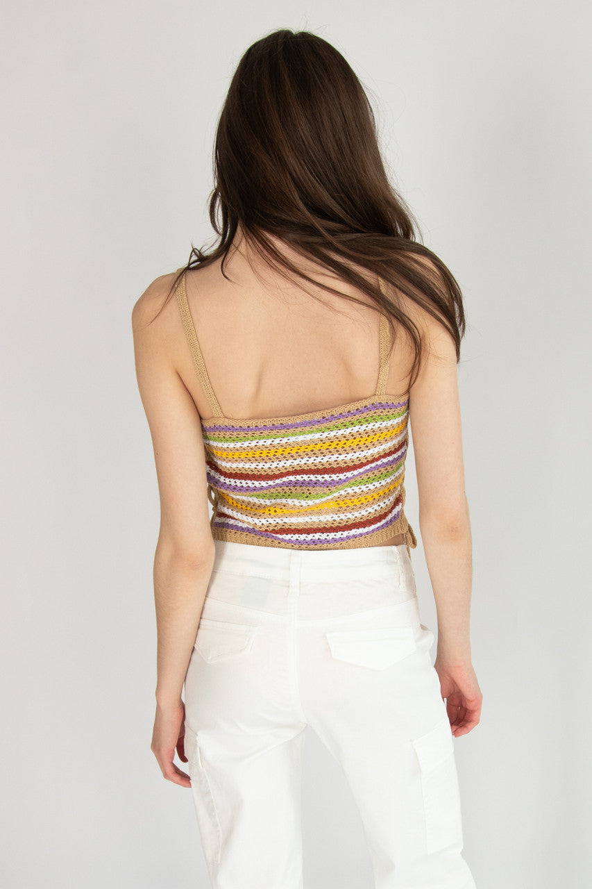 Side Lace Up Crochet Tank