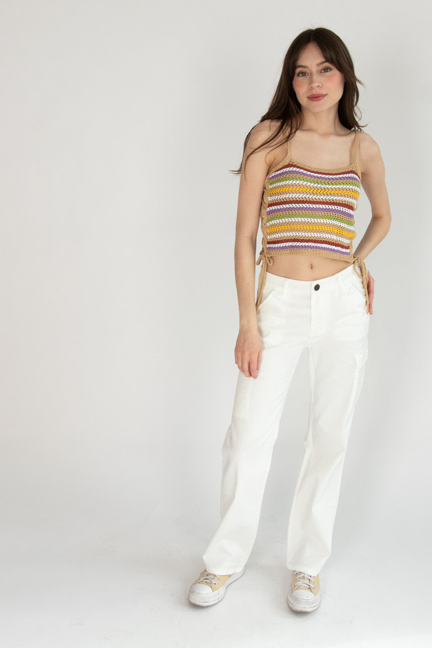 Side Lace Up Crochet Tank