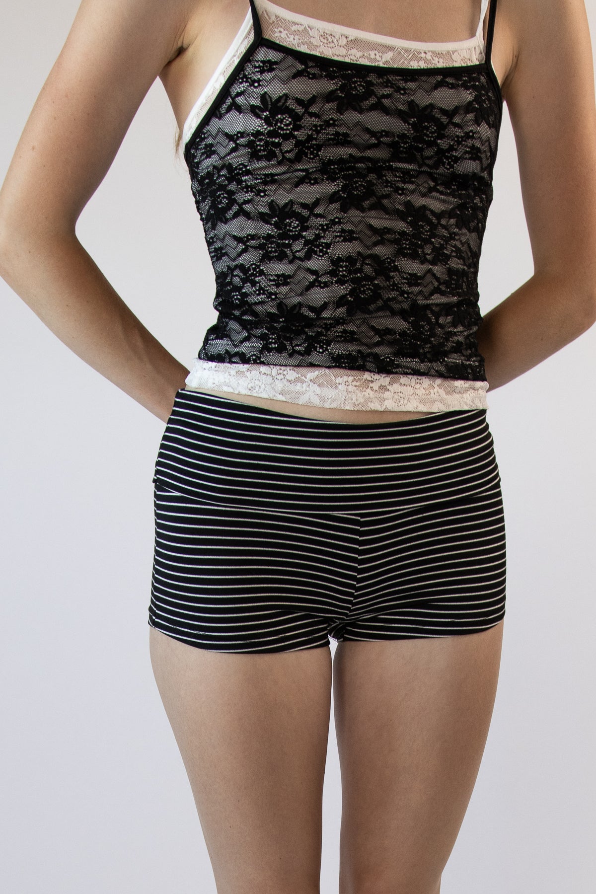 Stripe Fold Over Shorts