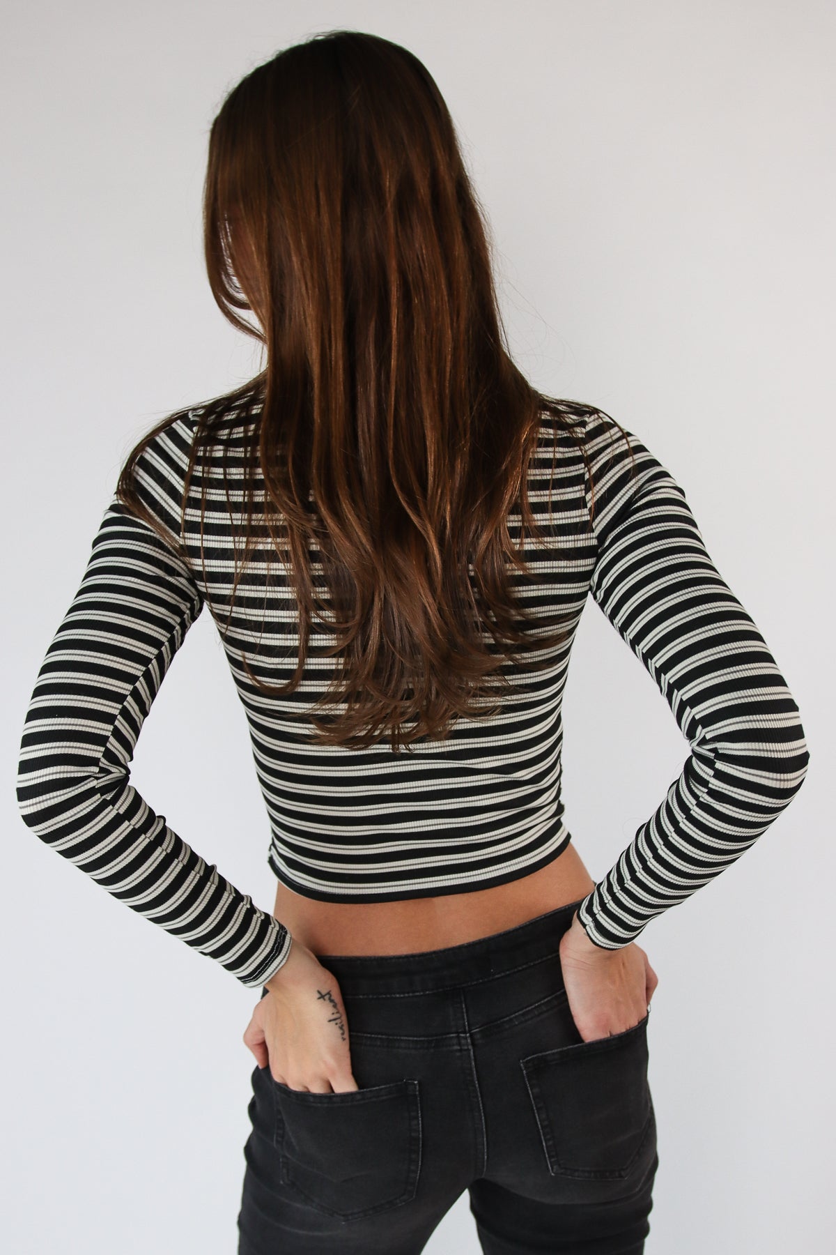 Striped Scoop Neck Long Sleeve Top