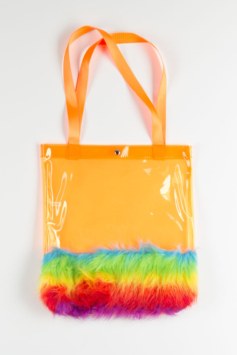 Neon Orange Jelly Fur Bottom Tote