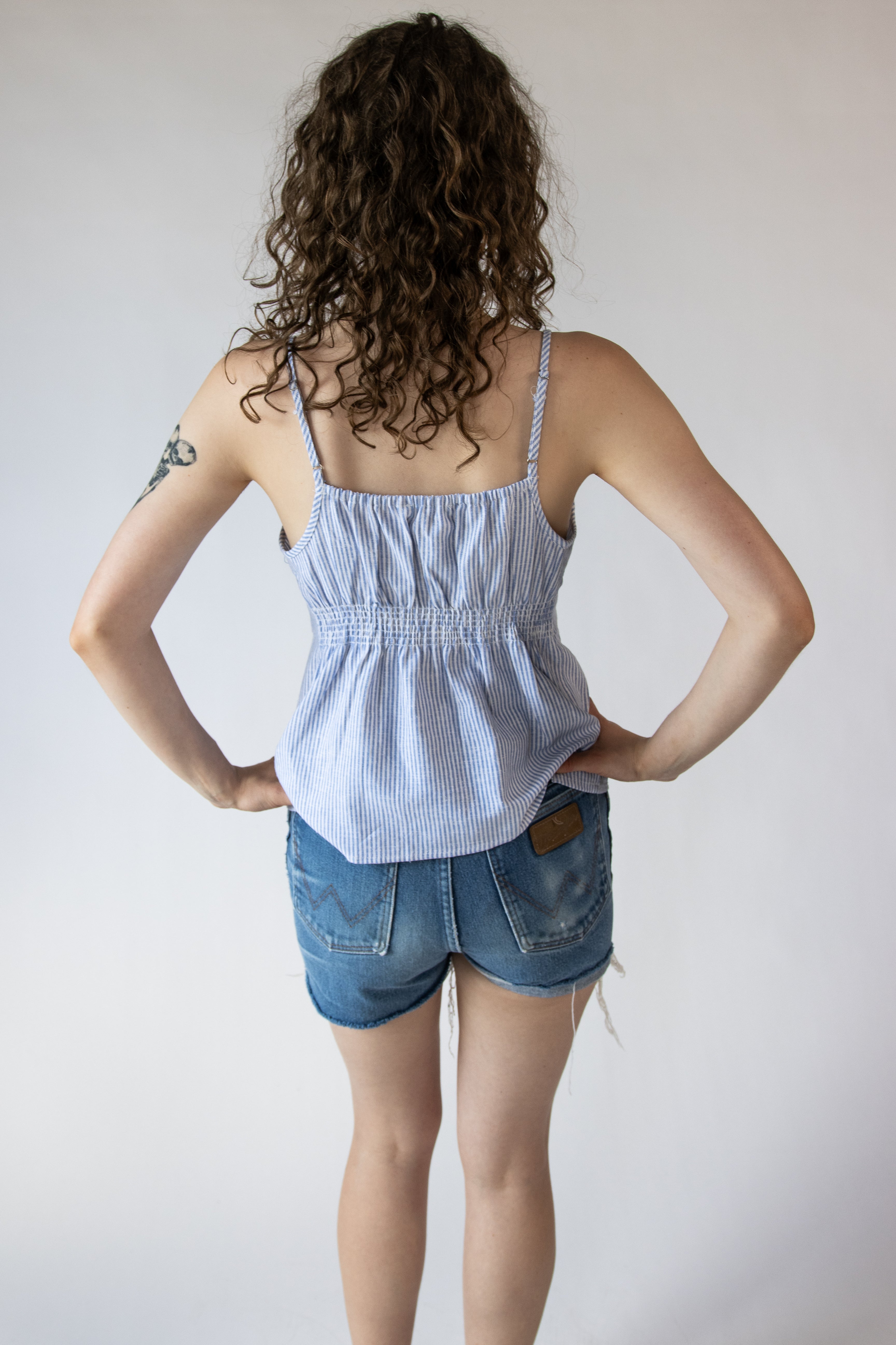 Striped Linen Blend Babydoll Tank Top