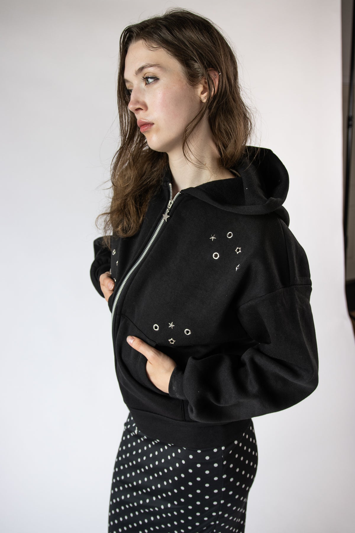 Studded Star Zip Hoodie