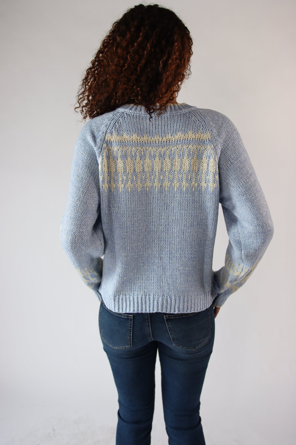 Swan Fair Isle Cardigan Blue