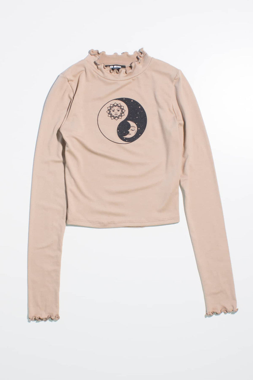 Taupe Celestial Yin Yang Long Sleeve Top