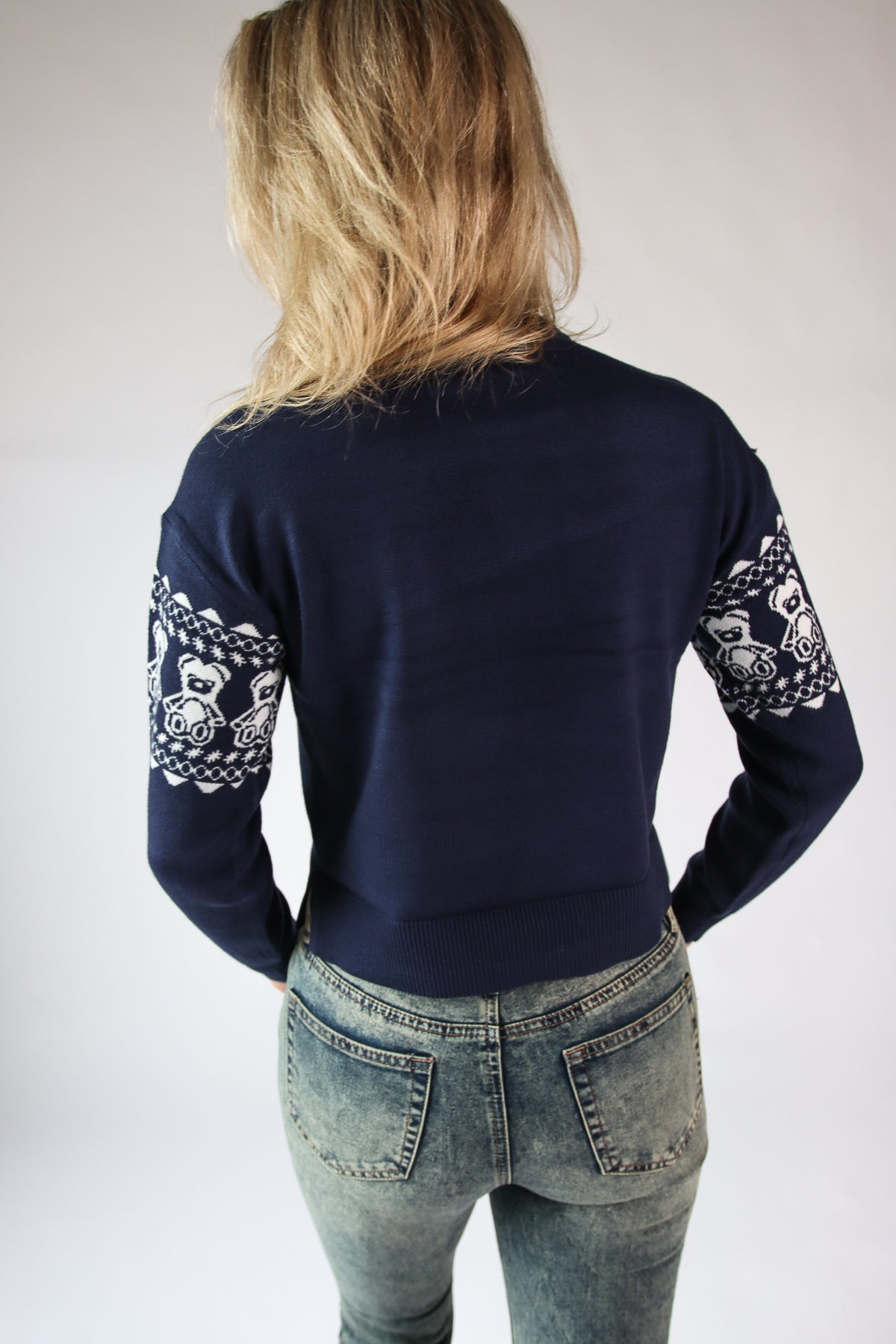 Teddy Bear Pattern Fair Isle Sweater