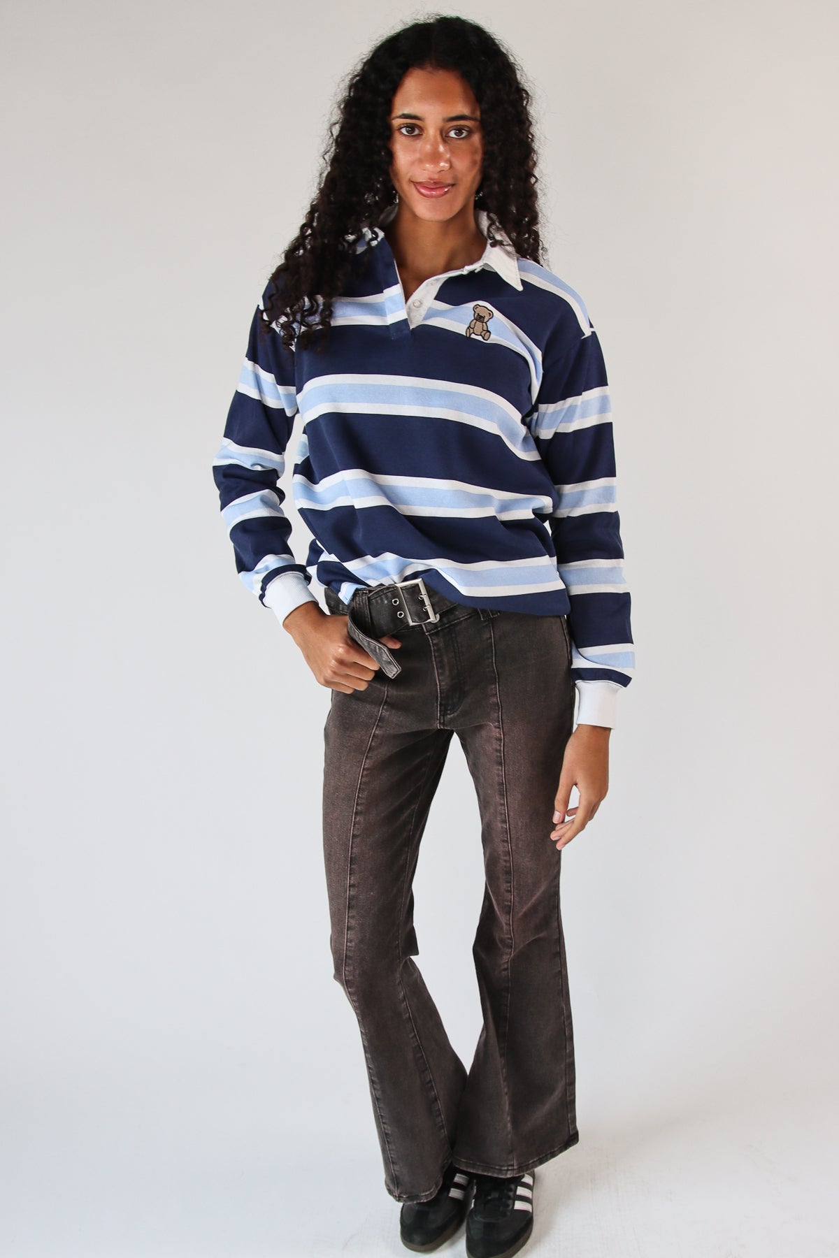 Embroidered Bear Rugby Lightweight Sweatshirt