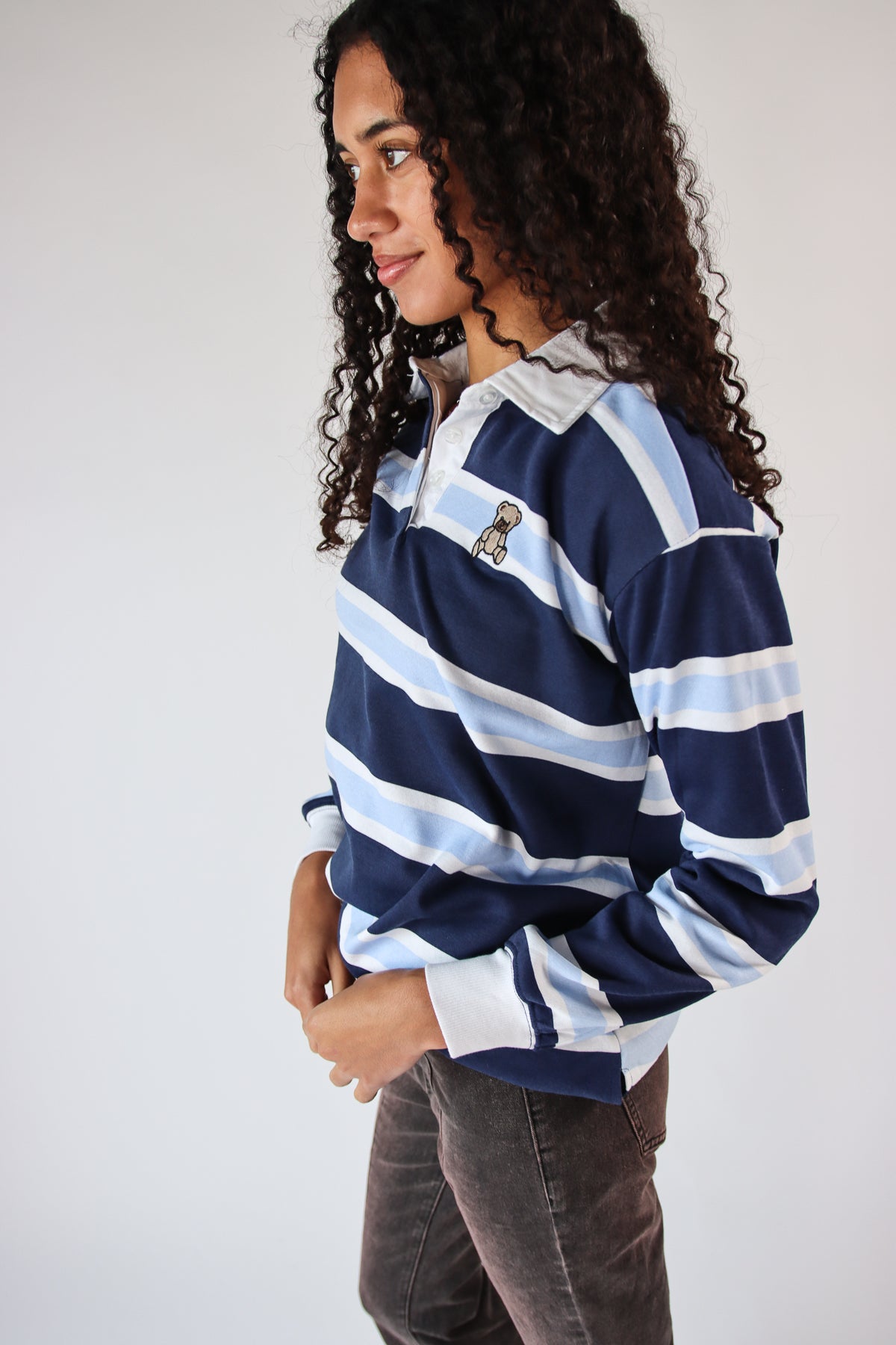 Embroidered Bear Rugby Lightweight Sweatshirt
