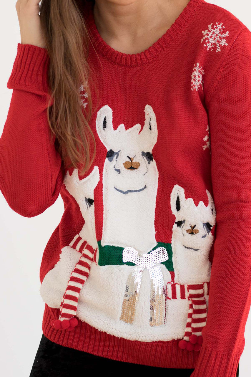 Three Llamas Holiday Sweater