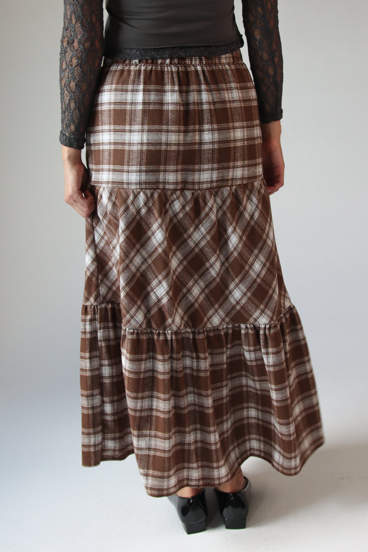 Tiered Flannel Maxi Skirt