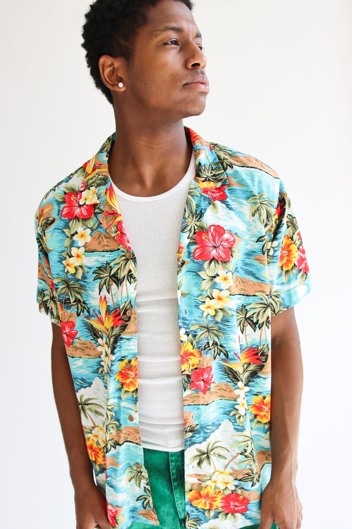 Tropical Oasis Hawaiian Button Up