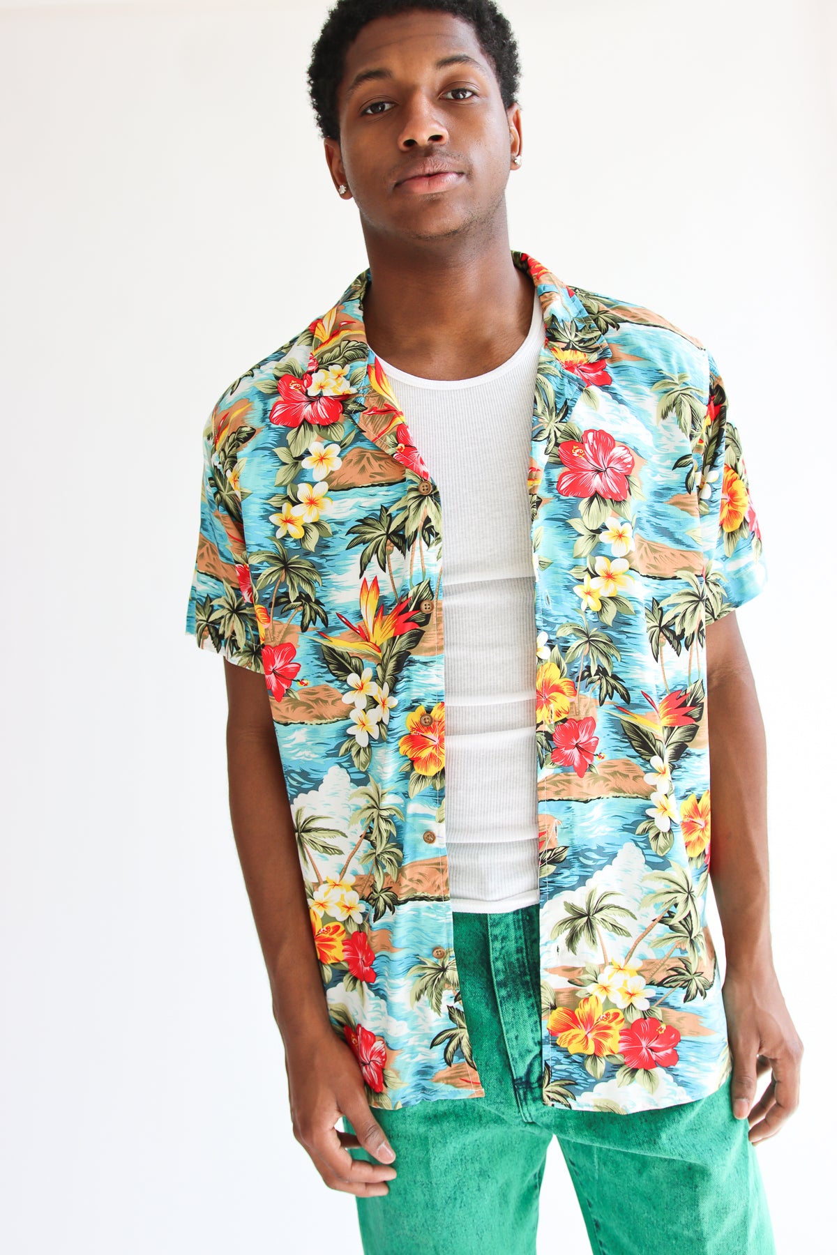 Tropical Oasis Hawaiian Button Up