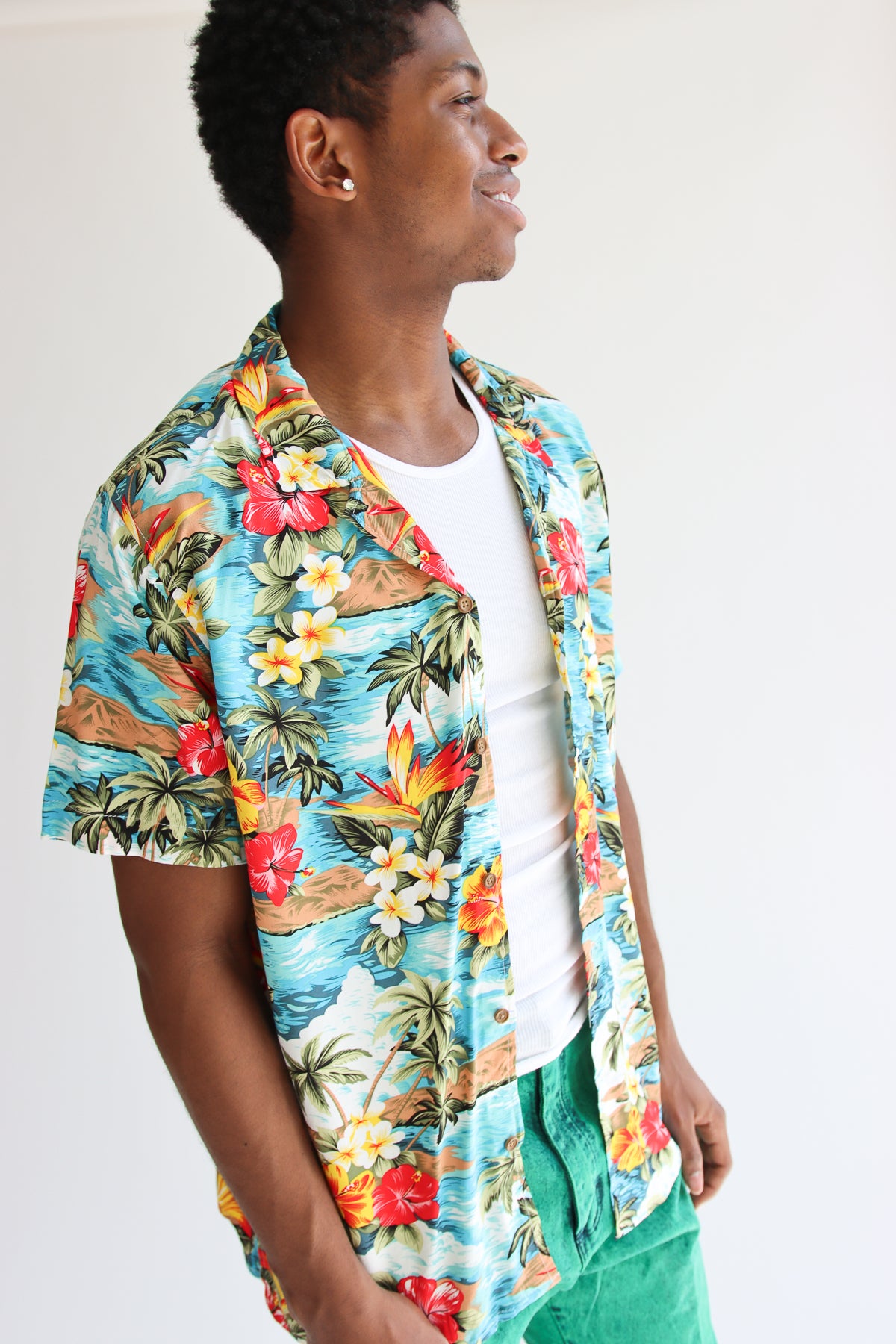 Tropical Oasis Hawaiian Button Up