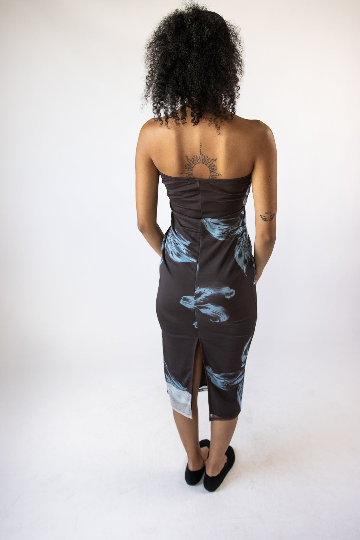 Lillies Mesh Tube Midi Dress