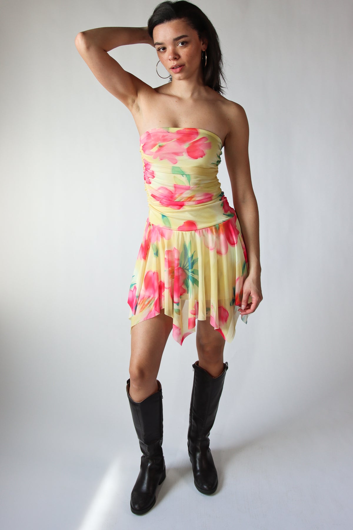 Tube Top Hanky Hem Mini Dress