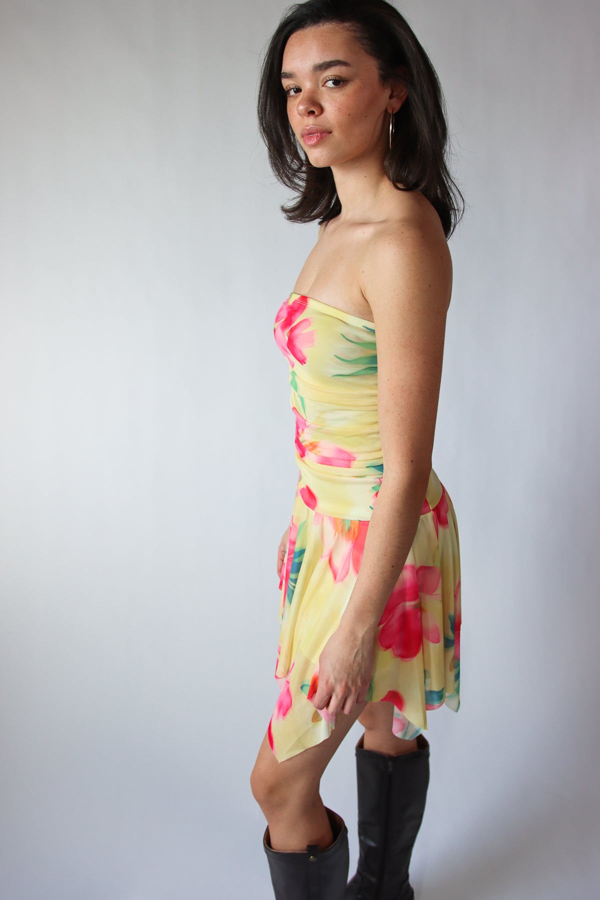 Tube Top Hanky Hem Mini Dress