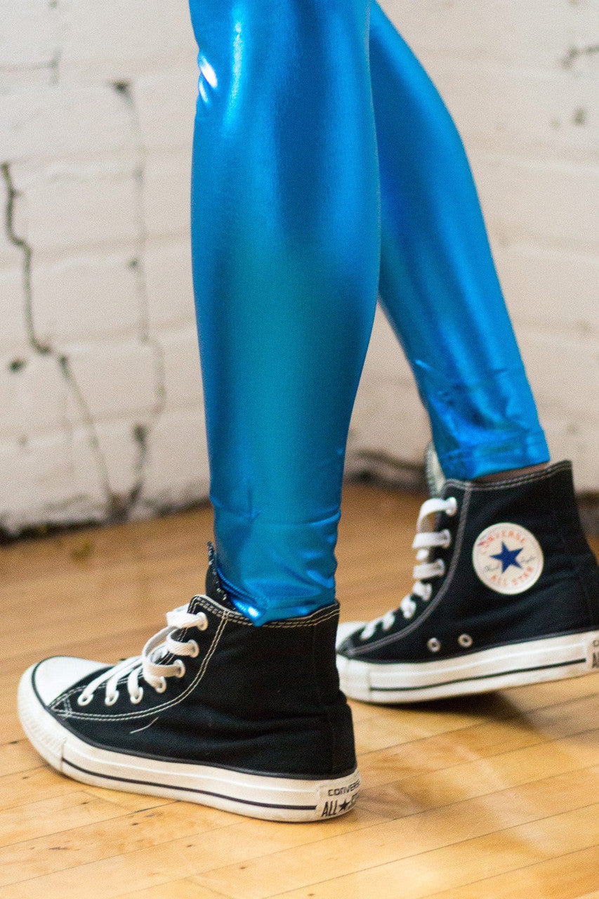 Turquoise Metallic Leggings