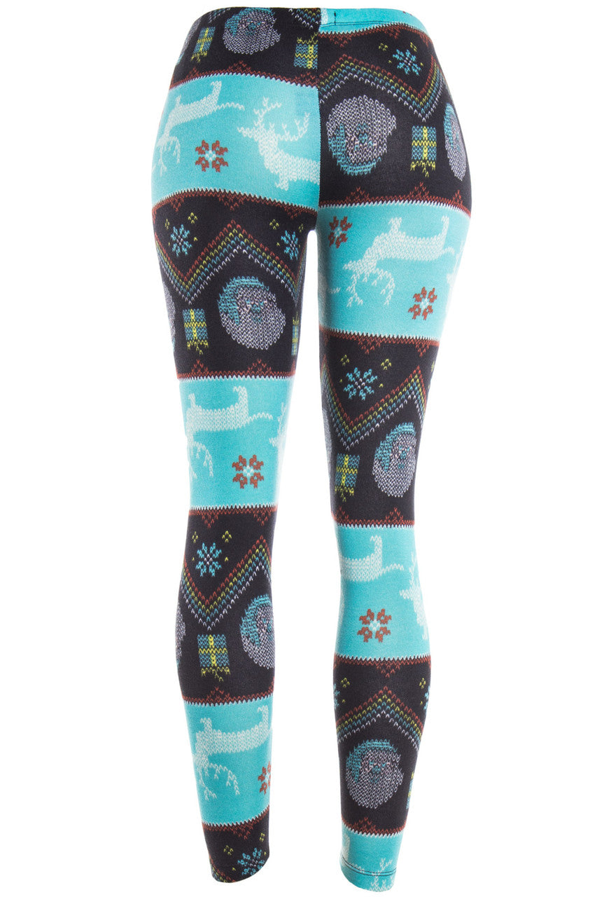 Turquoise Reindeer Fair Isle Leggings