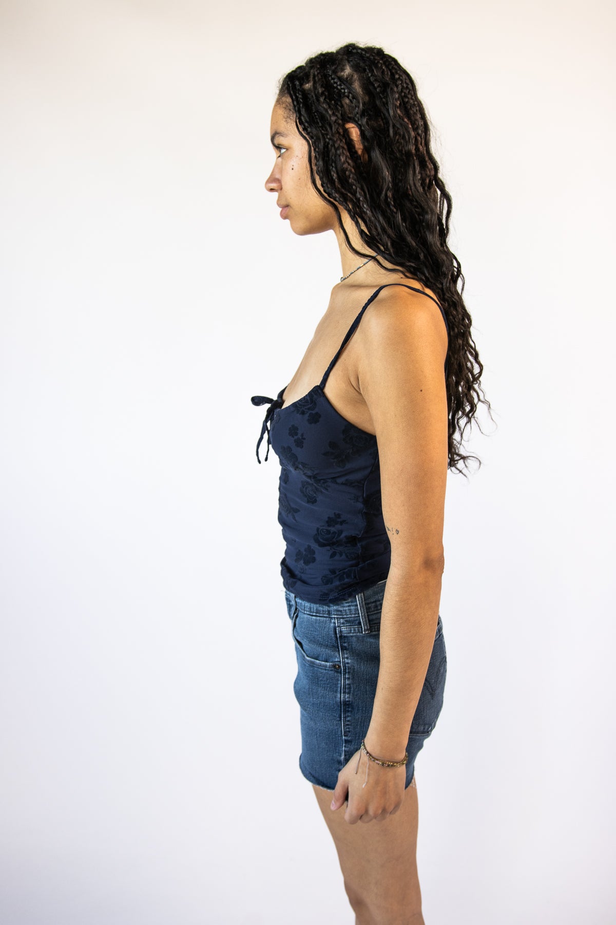 Mesh Flocked Babydoll Cami