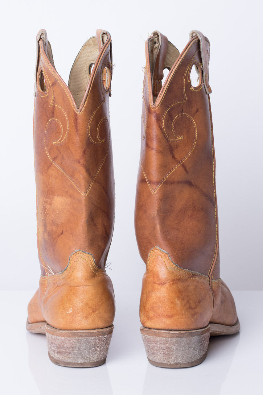 Tall Brown Vintage Cowboy Boots (12 D)