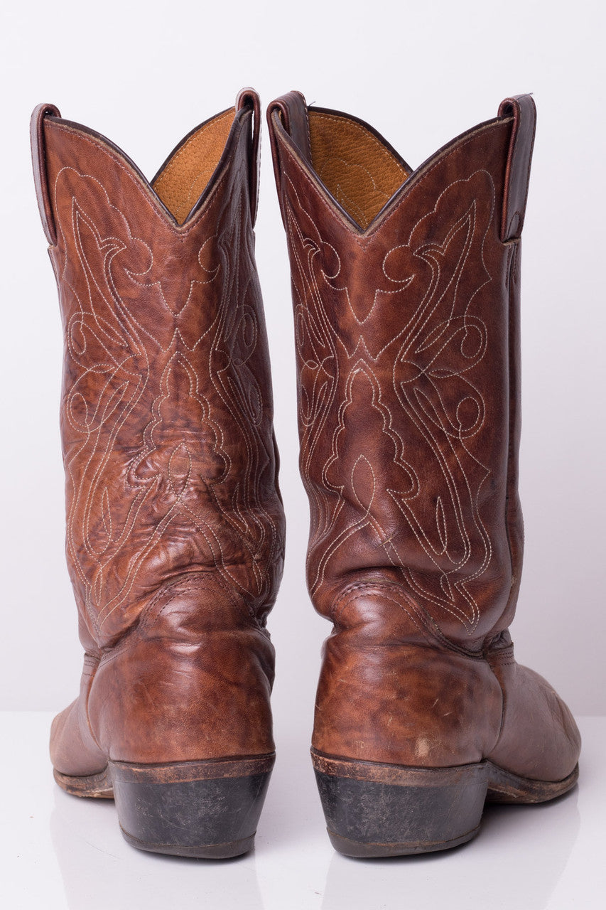 Leather Embroidered Cowboy Boots (9.5D)