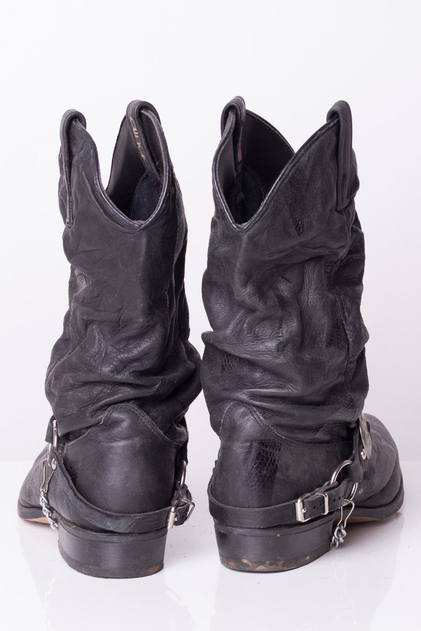 Vintage Silver Buckled Cowboy Boots (9.5D)