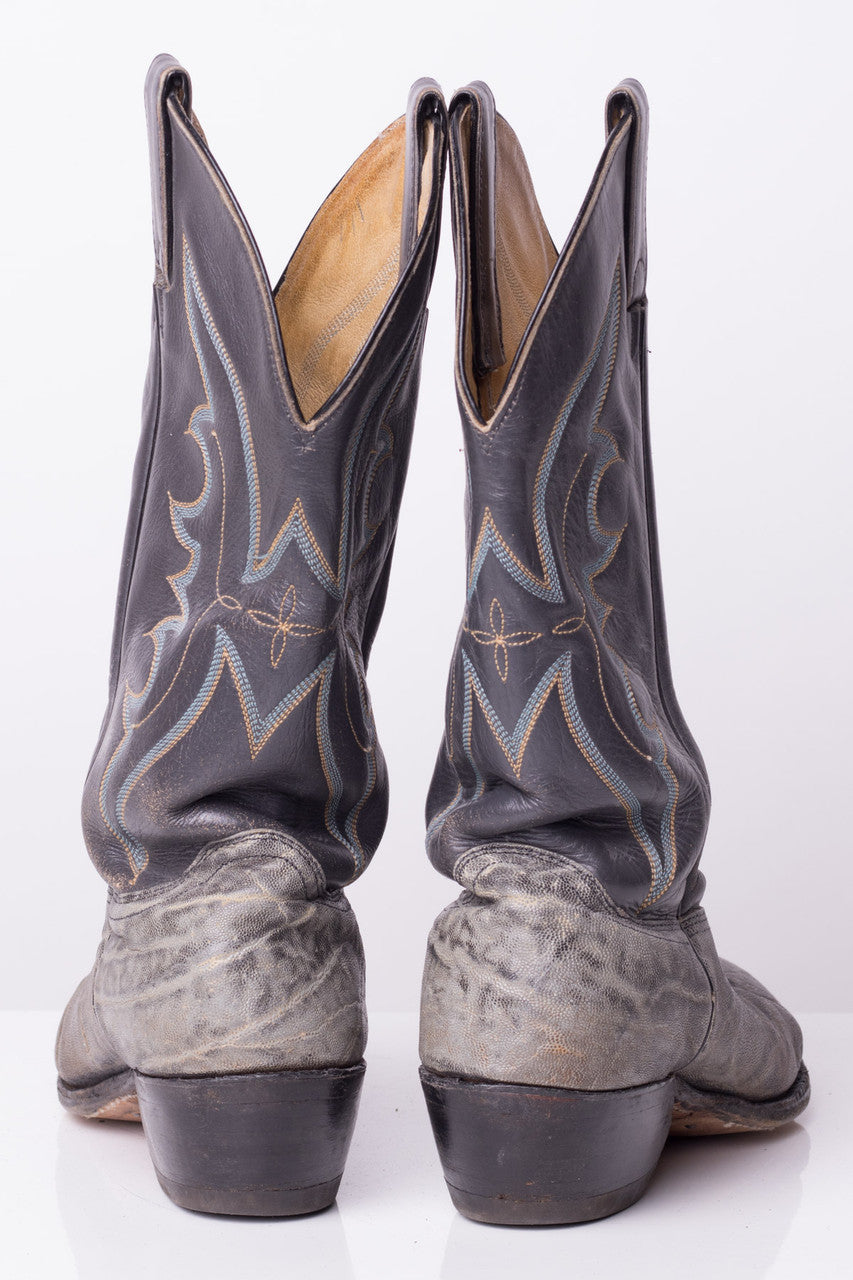 Grey Leather Vintage Cowboy Boots (8D)