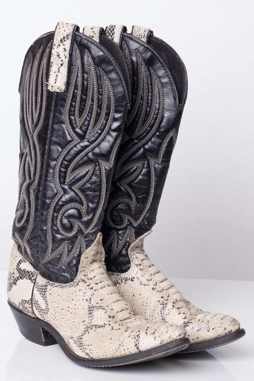 Snakeskin Vintage Cowboy Boots (8 M)