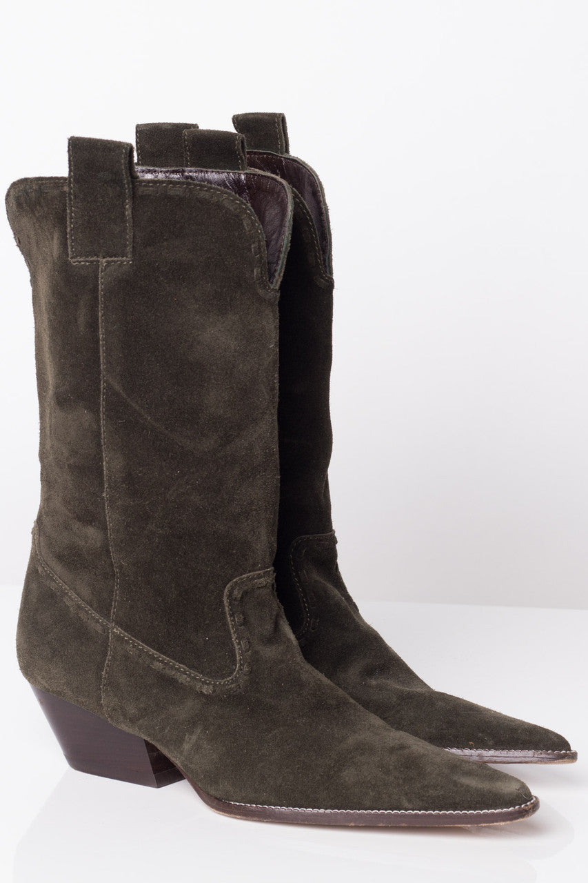 Michael Kors Green Suede Boots (6.5 M)