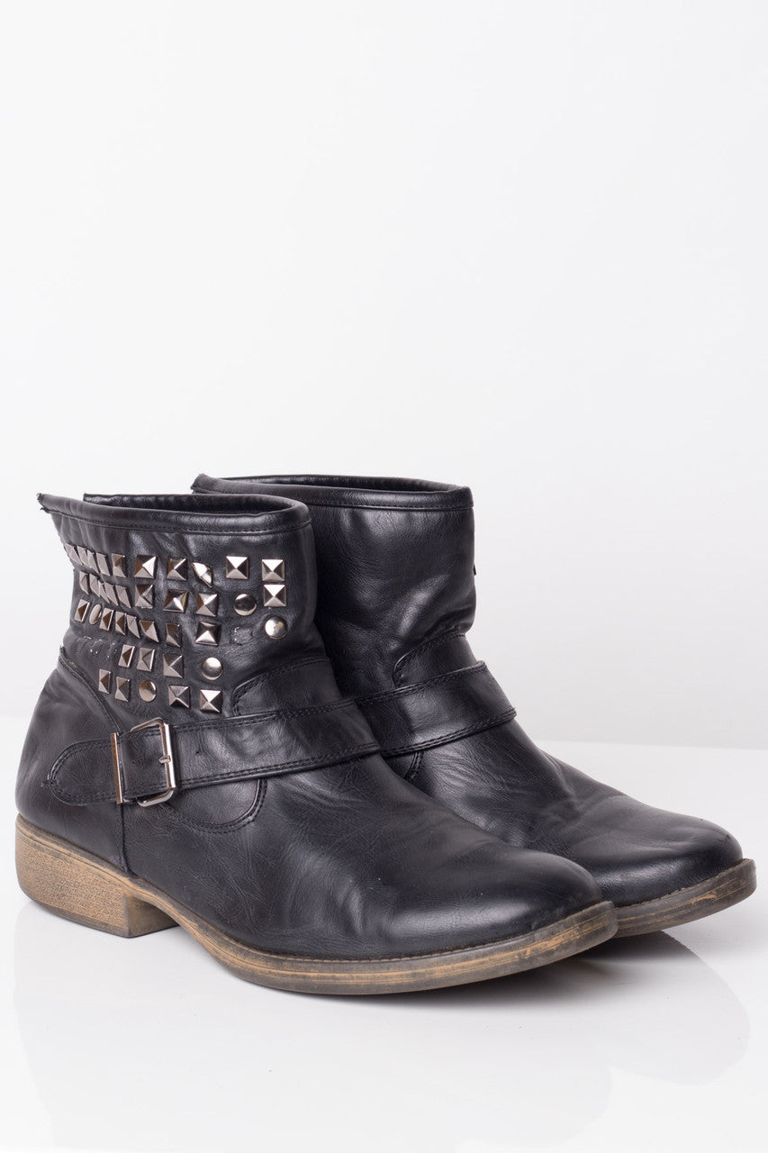 Black Studded Ankle Boots (9.5 M)