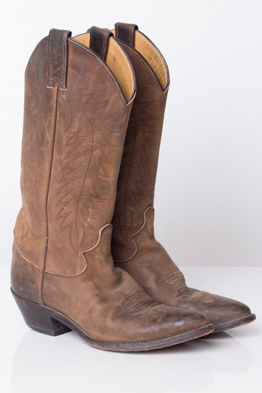 Brown Leather Justin Vintage Cowboy Boots (6 B)