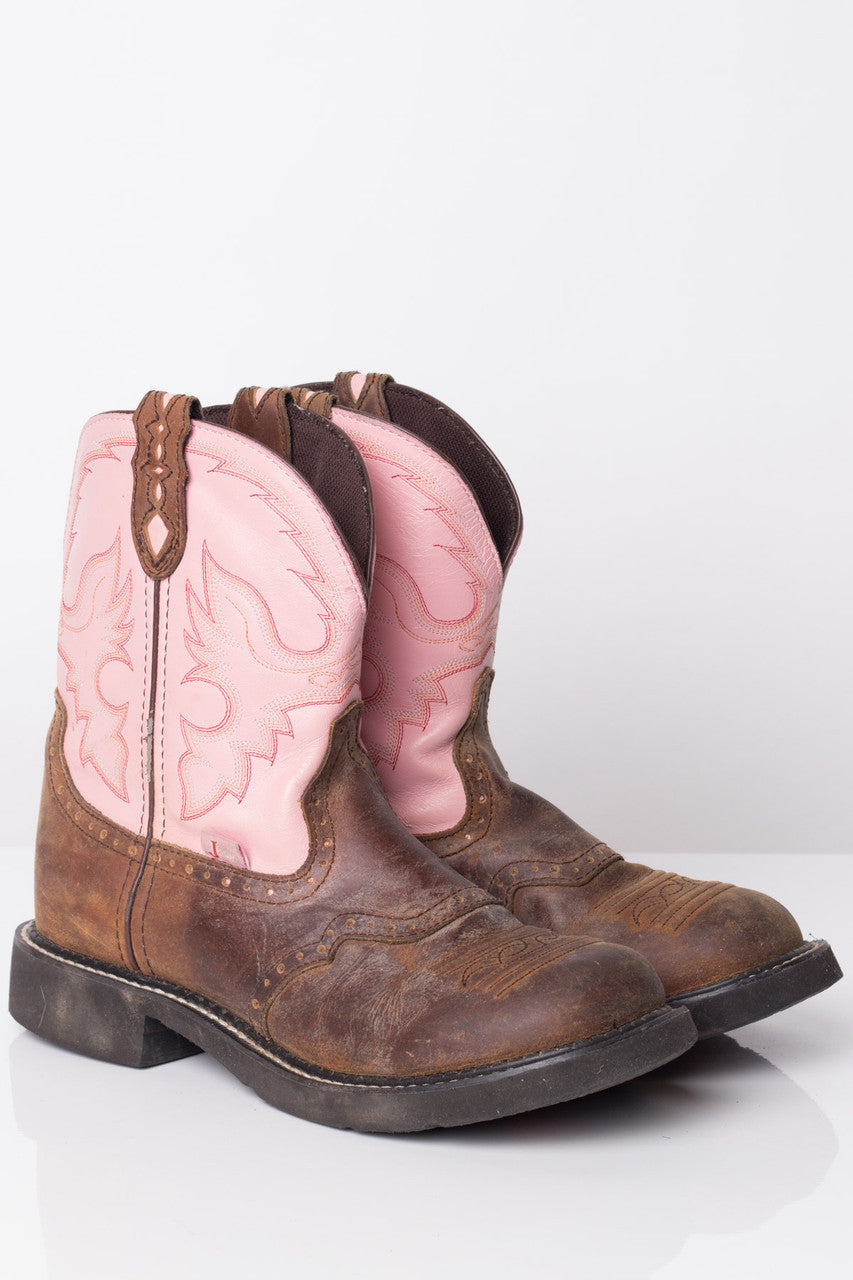 Pink Justin Gypsy Vintage Cowboy Boots (10 B)