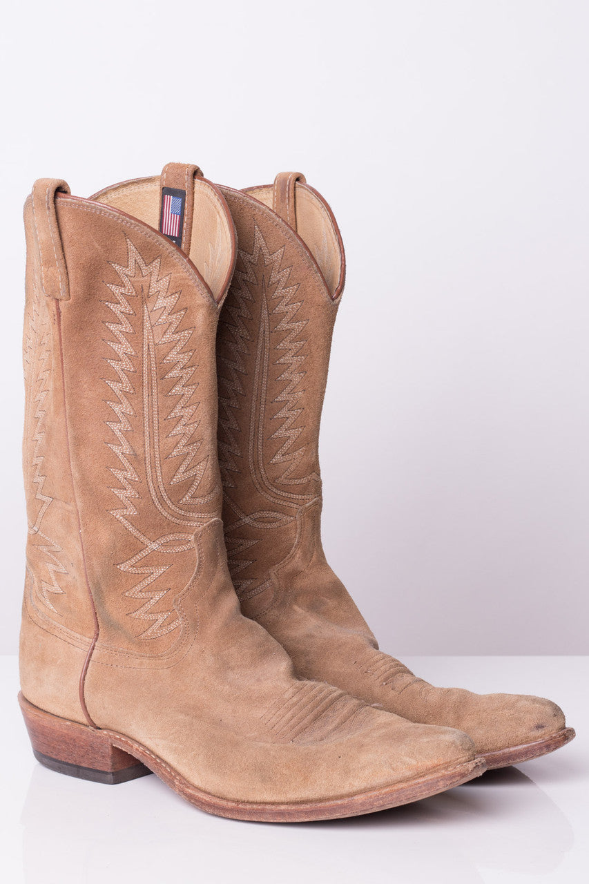 Tan Suede Dan Post Cowboy Boots (12D)