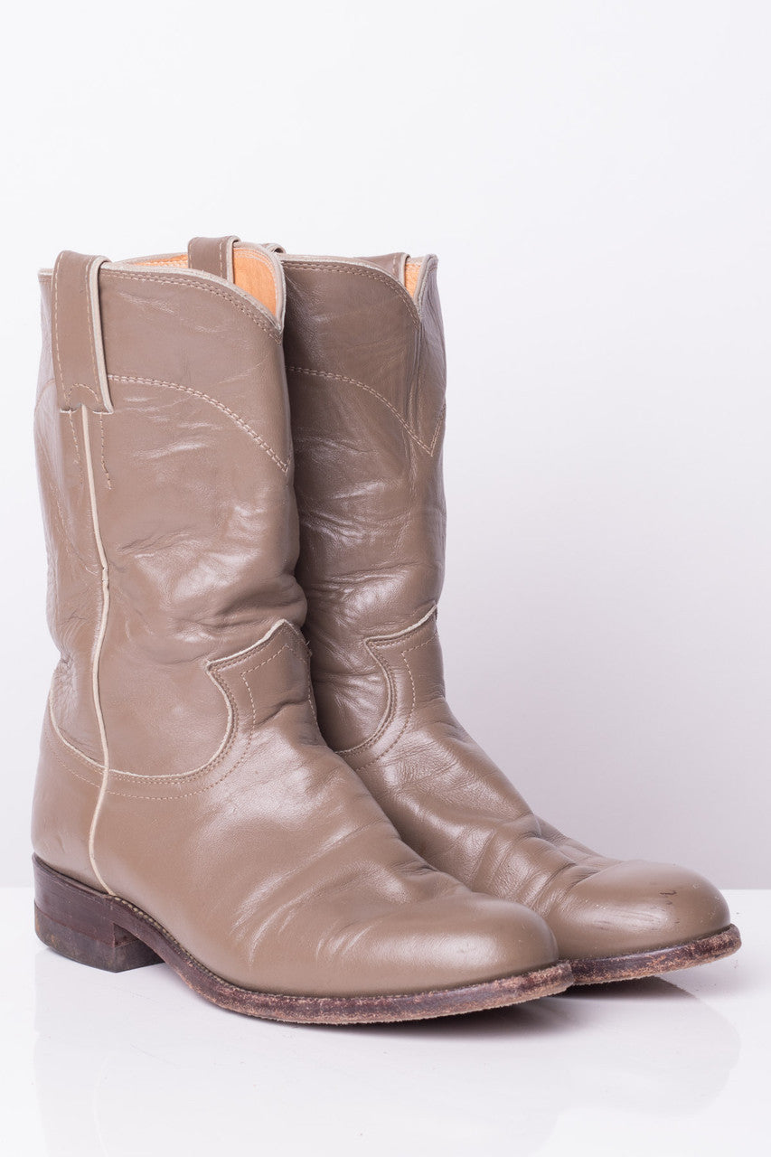 Tan Leather Justin Cowboy Boots (7 C)