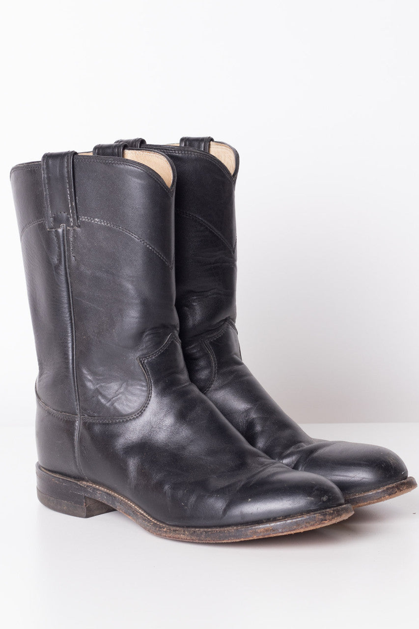 Black Justin Vintage Cowboy Boots (9.5 D)
