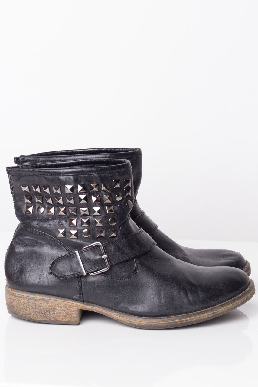 Black Studded Ankle Boots (9.5 M)