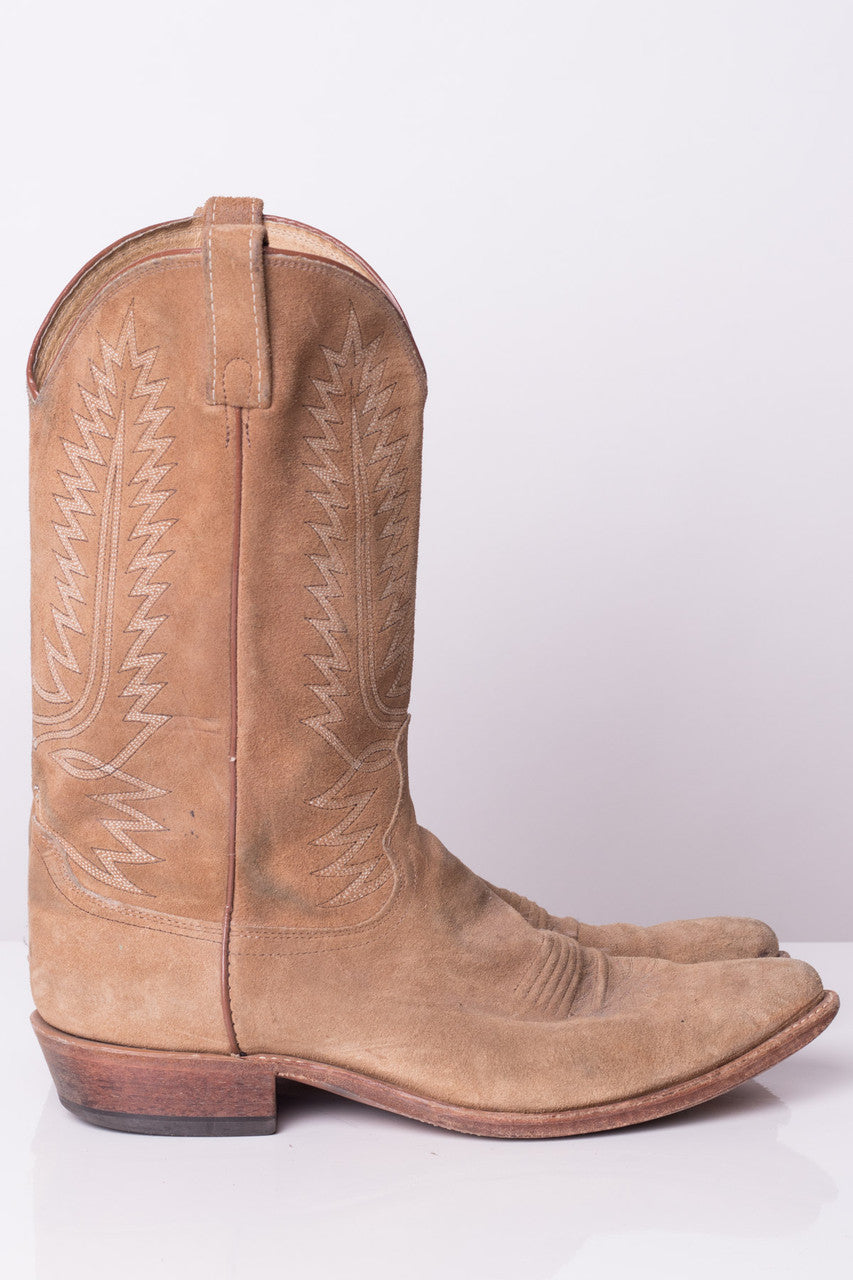 Tan Suede Dan Post Cowboy Boots (12D)