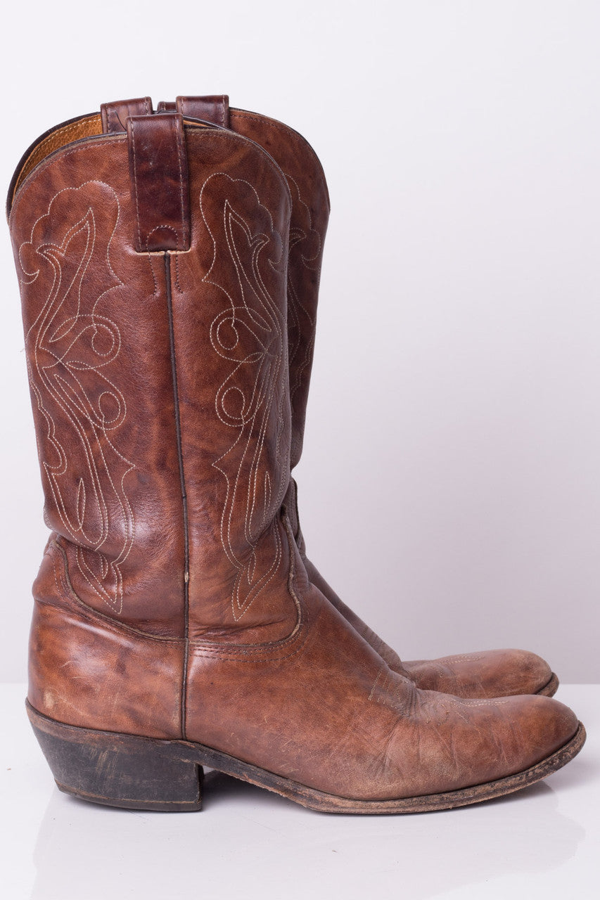 Leather Embroidered Cowboy Boots (9.5D)