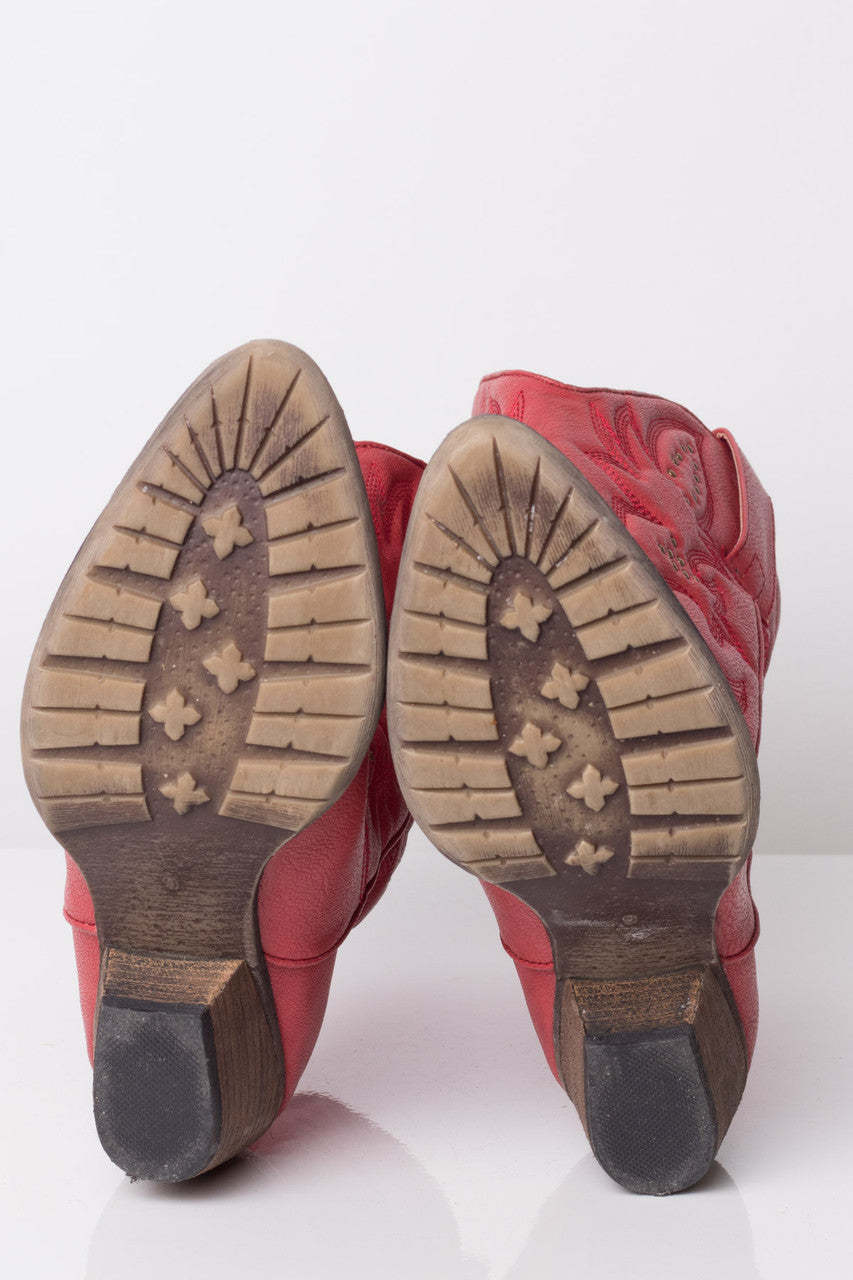 Red Vegan Studded Cowboy Boots (9)