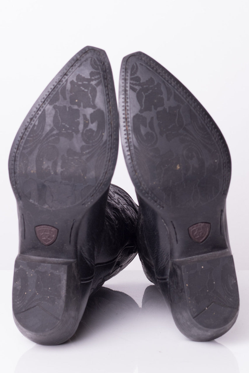 Black Leather Embroidered Cowboy Boots (9.5B)