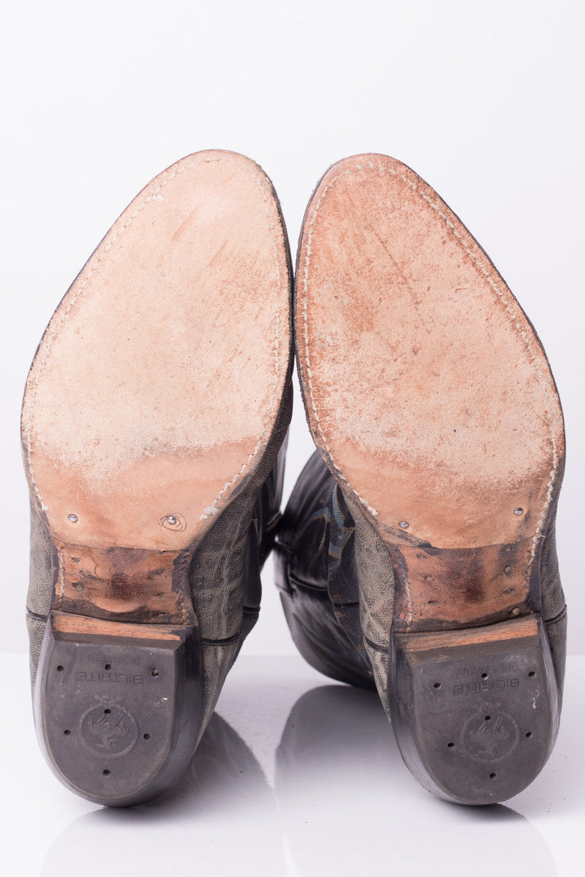 Grey Leather Vintage Cowboy Boots (8D)